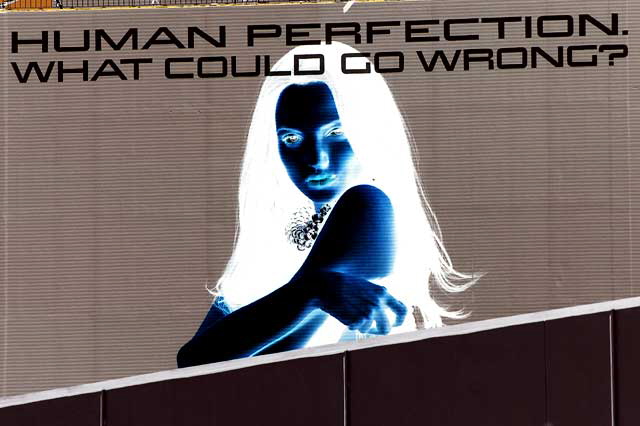 "Human Perfection - What Could Go Wrong" - movie promo on the Sunset Strip, negative print