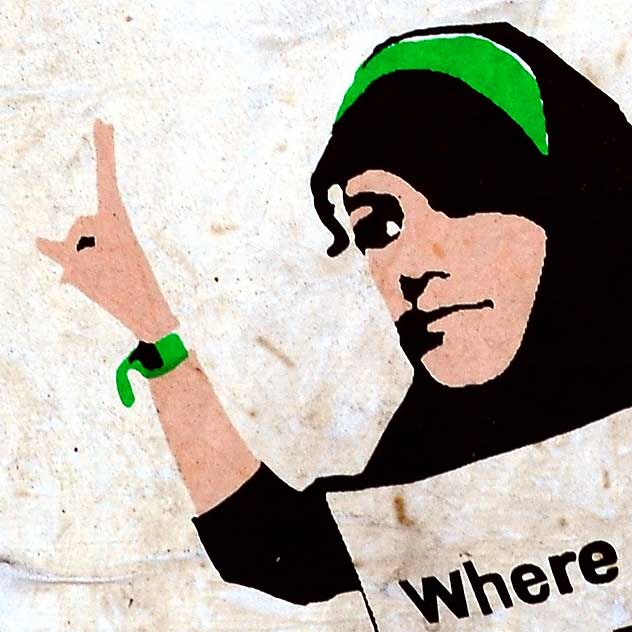 LA Mural Front political poster, Sunset Boulevard in Echo Park - Iranian Green Revolution