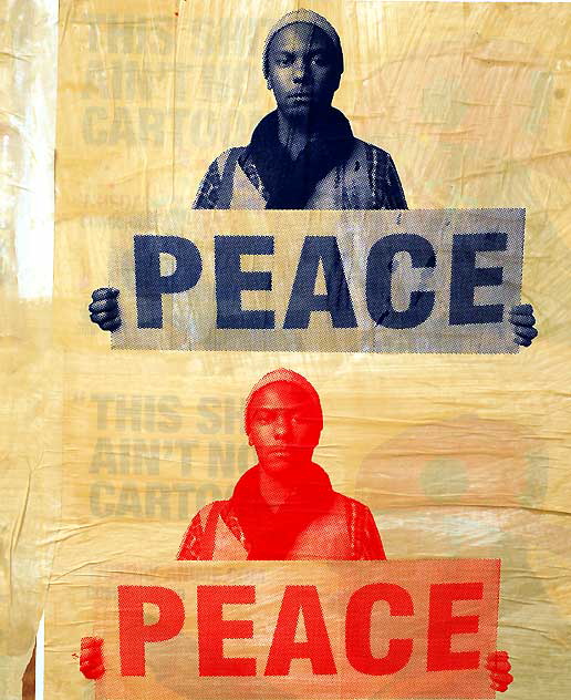 LA Mural Front political poster, Sunset Boulevard in Echo Park - Peace