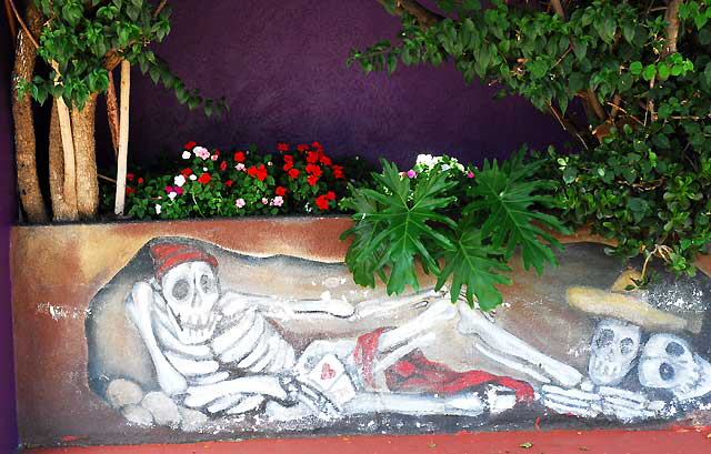 Detail of the mural at El Conquistador, a Mexican restaurant at 3701 West Sunset Blvd in Silverlake, at Edgecliff