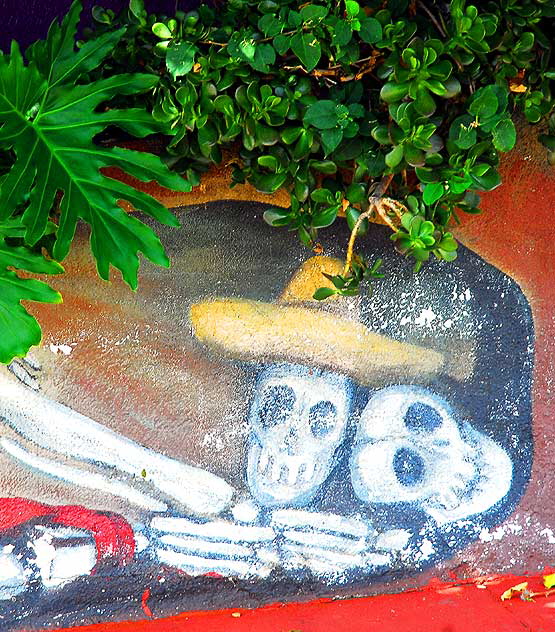 Detail of the mural at El Conquistador, a Mexican restaurant at 3701 West Sunset Blvd in Silverlake, at Edgecliff