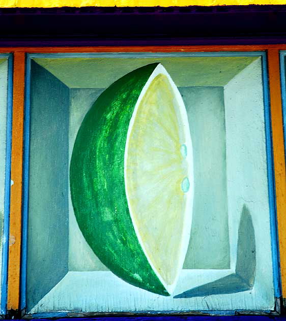 Detail of the mural at El Conquistador, a Mexican restaurant at 3701 West Sunset Blvd in Silverlake, at Edgecliff