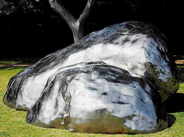 "Erratic" (2007) by Roxy Paine, at Santa Monica Boulevard and Crescent Drive, Beverly Gardens Park, Beverly Hills, California 