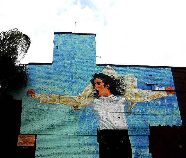 Michael Jackson mural on the south wall of Bare Elegance, the "Adult Boutique" on Cahuenga, a few feet north of Hollywood Boulevard - by Hector Ponce, installed 24 September 2009