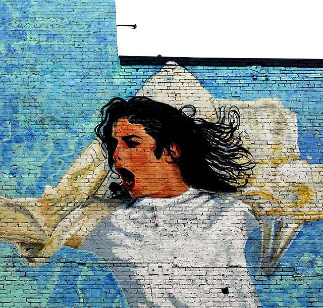 Michael Jackson mural on the south wall of Bare Elegance, the "Adult Boutique" on Cahuenga, a few feet north of Hollywood Boulevard - by Hector Ponce, installed 24 September 2009