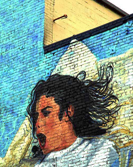 Michael Jackson mural on the south wall of Bare Elegance, the "Adult Boutique" on Cahuenga, a few feet north of Hollywood Boulevard - by Hector Ponce, installed 24 September 2009