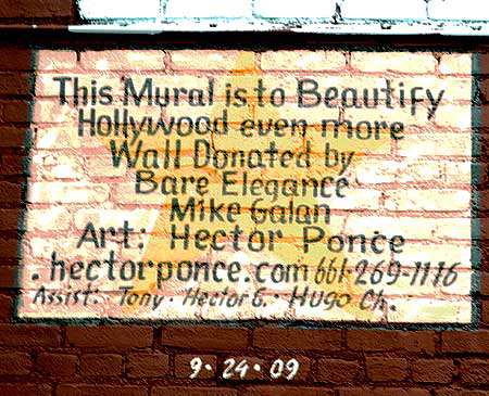 Michael Jackson mural on the south wall of Bare Elegance, the "Adult Boutique" on Cahuenga, a few feet north of Hollywood Boulevard - by Hector Ponce, installed 24 September 2009