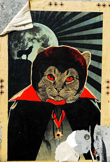 Vampire Cat - utility box on La Brea, just north of Wilshire Boulevard