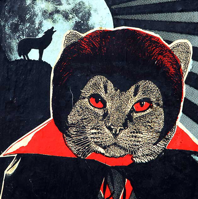 Vampire Cat - utility box on La Brea, just north of Wilshire Boulevard