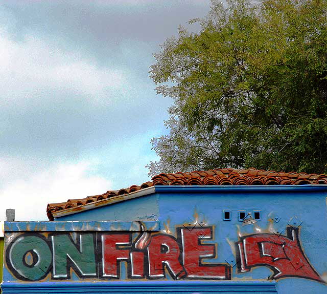 Sign for "On Fire Grill" - Melrose Avenue