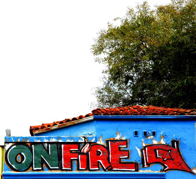 Sign for "On Fire Grill" - Melrose Avenue