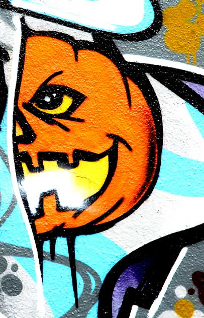Pumpkin graffiti in alley behind Melrose Avenue