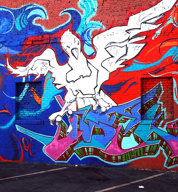 White eagle/vulture mural, west wall of tattoo shop, Hollywood Boulevard