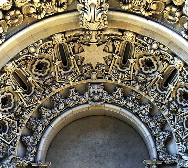 Exterior of the Million Dollar Theater, 307 South Broadway in downtown Los Angeles, from 1917 - exterior design, Joseph Jacinto "Jo" Mora (1876-1947) - on a twelve-story tower designed by the Los Angeles architect Albert C. Martin, Sr.