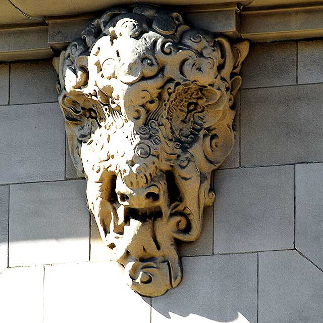 Exterior of the Million Dollar Theater, 307 South Broadway in downtown Los Angeles, from 1917 - exterior design, Joseph Jacinto "Jo" Mora (1876-1947) - on a twelve-story tower designed by the Los Angeles architect Albert C. Martin, Sr.