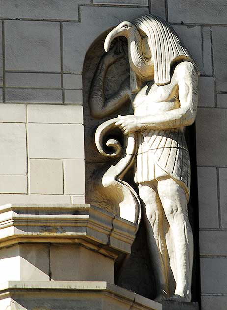 Exterior of the Million Dollar Theater, 307 South Broadway in downtown Los Angeles, from 1917 - exterior design, Joseph Jacinto "Jo" Mora (1876-1947) - on a twelve-story tower designed by the Los Angeles architect Albert C. Martin, Sr.