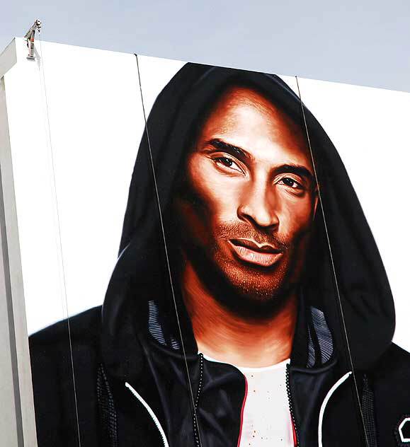 Giant painting of Kobe Bryant of the Lakers on the south wall of the Ricardo Montalbán Theater on Vine, just a few steps south of Hollywood and Vine, new on Tuesday, October 27, 2009