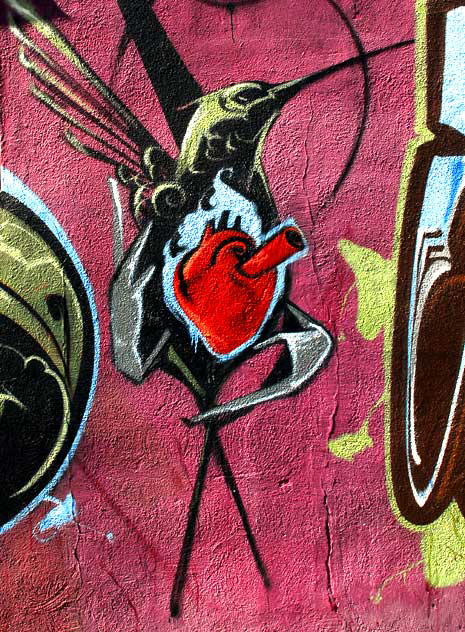 Mural on the east wall of Circus of Books, 4001 Sunset Boulevard at Sanborn, Silverlake - Hummingbird Heart Mural on the east wall of Circus of Books, 4001 Sunset Boulevard at Sanborn, Silverlake - Hummingbird Heart