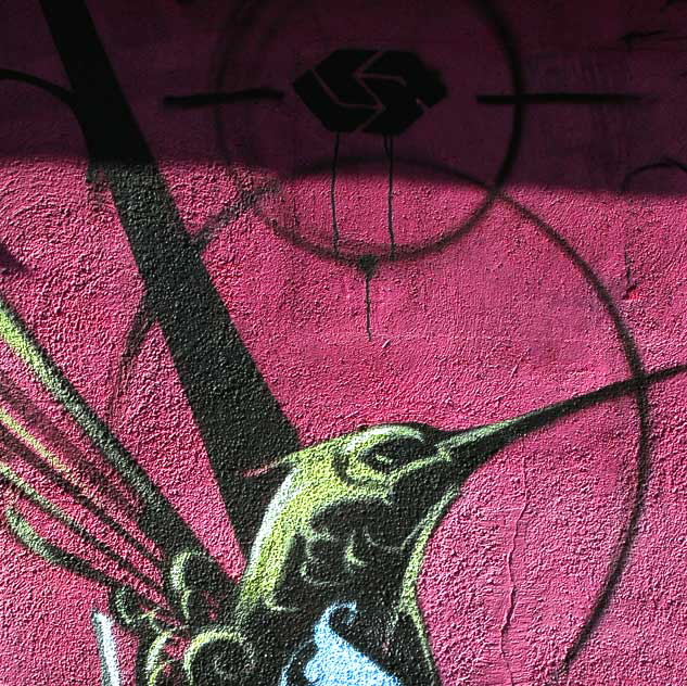Mural on the east wall of Circus of Books, 4001 Sunset Boulevard at Sanborn, Silverlake - Hummingbird Heart Mural on the east wall of Circus of Books, 4001 Sunset Boulevard at Sanborn, Silverlake - Hummingbird Heart