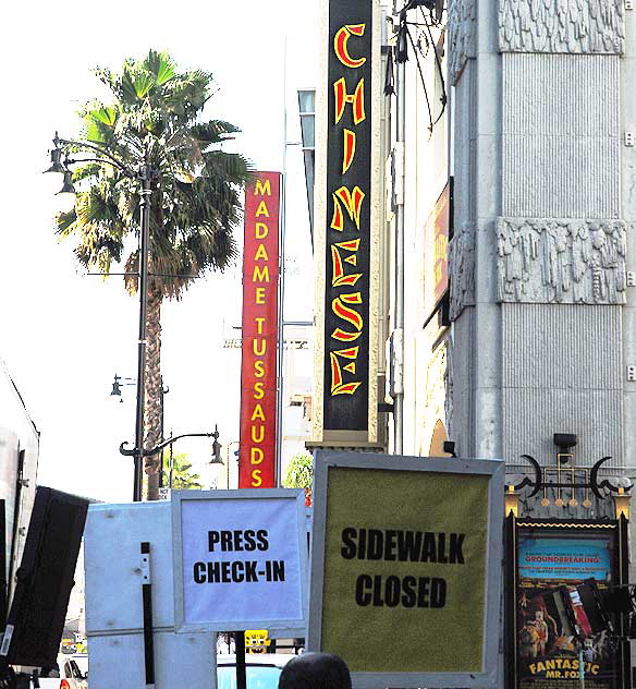 Setting up for the Hollywood premiere of "Fantastic Mr. Fox" at the Chinese Theater on Hollywood Boulevard, Friday, October 30, 2009