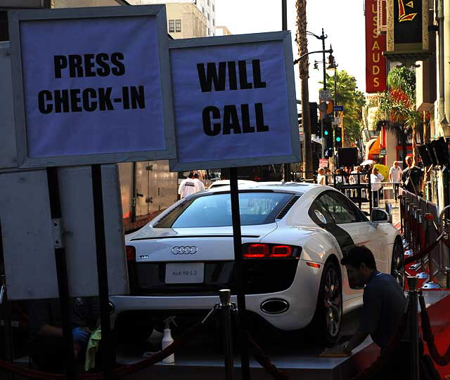 Setting up for the Hollywood premiere of "Fantastic Mr. Fox" at the Chinese Theater on Hollywood Boulevard, Friday, October 30, 2009