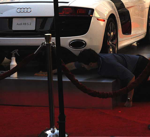 Setting up for the Hollywood premiere of "Fantastic Mr. Fox" at the Chinese Theater on Hollywood Boulevard, Friday, October 30, 2009