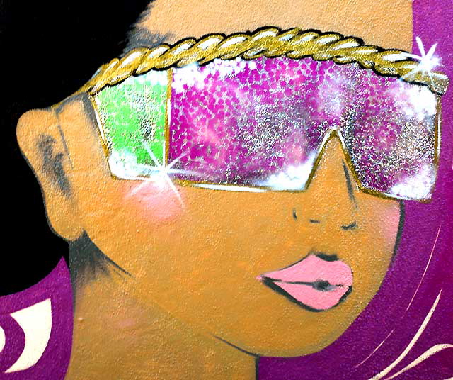 Girl with Sparkling Shades, mural in an alley north of Melrose Avenue, Monday, November 2, 2009