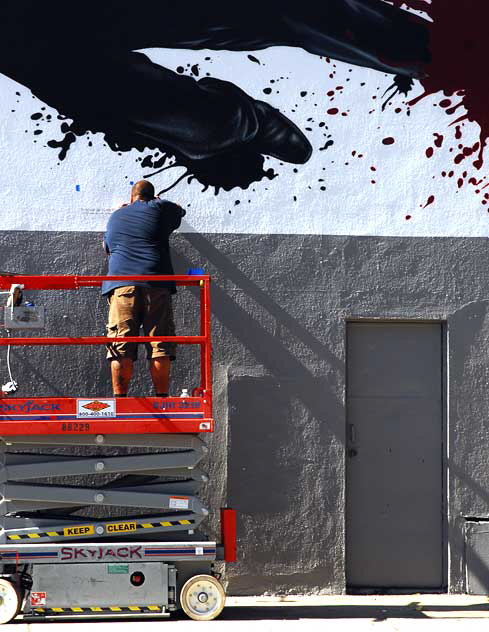 Nearly complete wall painting for a new ninja movie, Melrose Avenue, Monday, November 2, 2009