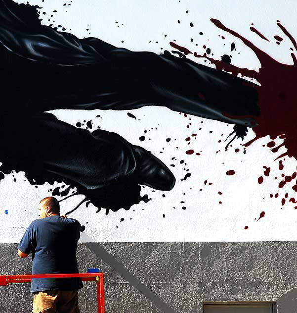 Nearly complete wall painting for a new ninja movie, Melrose Avenue, Monday, November 2, 2009
