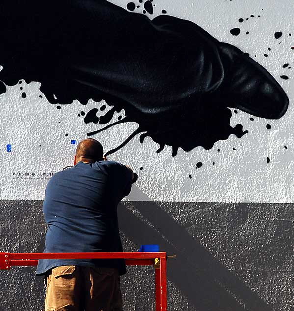 Nearly complete wall painting for a new ninja movie, Melrose Avenue, Monday, November 2, 2009