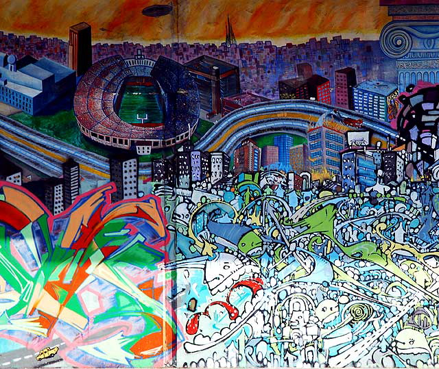 "Los Angeles: The Living City" - mural by Sandra Drinning, 1990-1991 - H & K Supermarket, Western Avenue at 1st - photographed on Tuesday, November 3, 2009