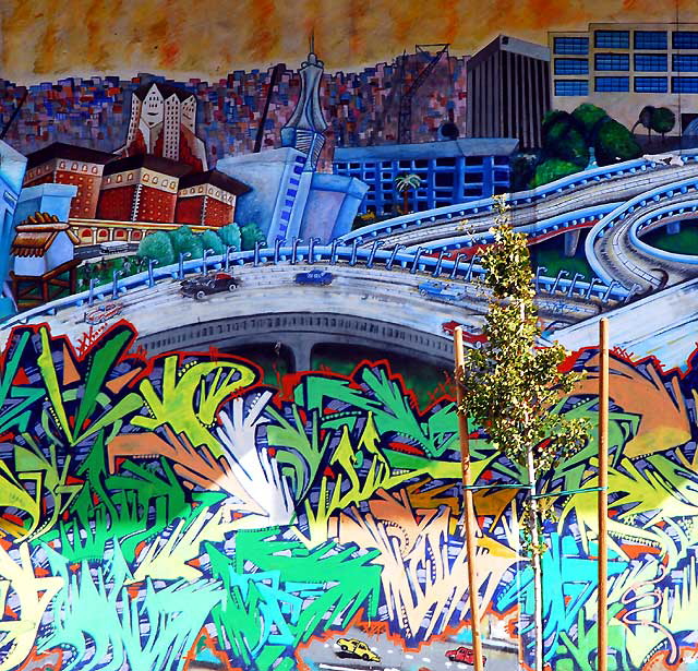 "Los Angeles: The Living City" - mural by Sandra Drinning, 1990-1991 - H & K Supermarket, Western Avenue at 1st - photographed on Tuesday, November 3, 2009