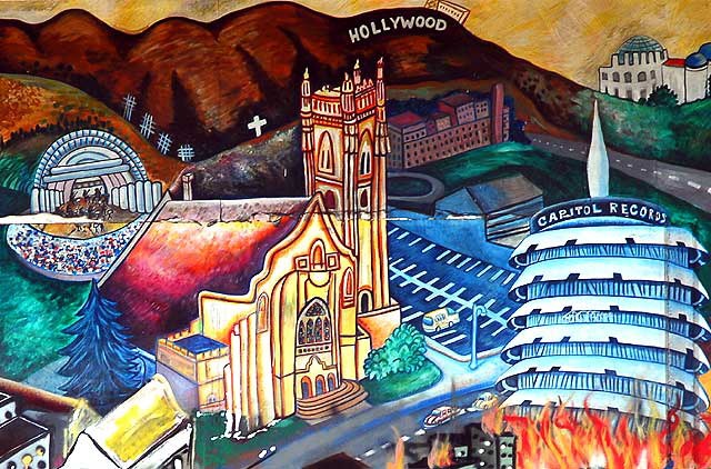 "Los Angeles: The Living City" - mural by Sandra Drinning, 1990-1991 - H & K Supermarket, Western Avenue at 1st - photographed on Tuesday, November 3, 2009