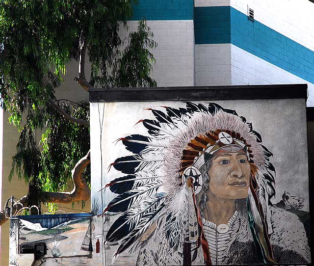 986 mural by Dan Collins, on the exterior of the Hollywood Bowl Self Storage, 1847 North Argyle at Franklin Boulevard, under the 101 Freeway