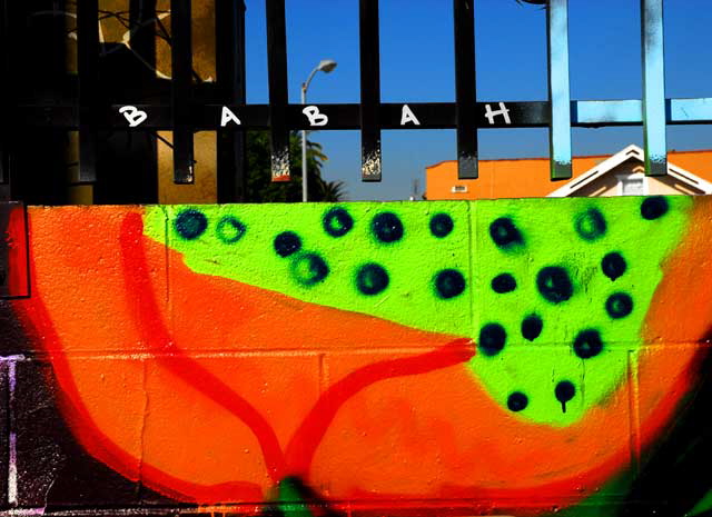 Graffiti Wall, Santa Monica Boulevard and Hoover, in Silverlake - Fruit