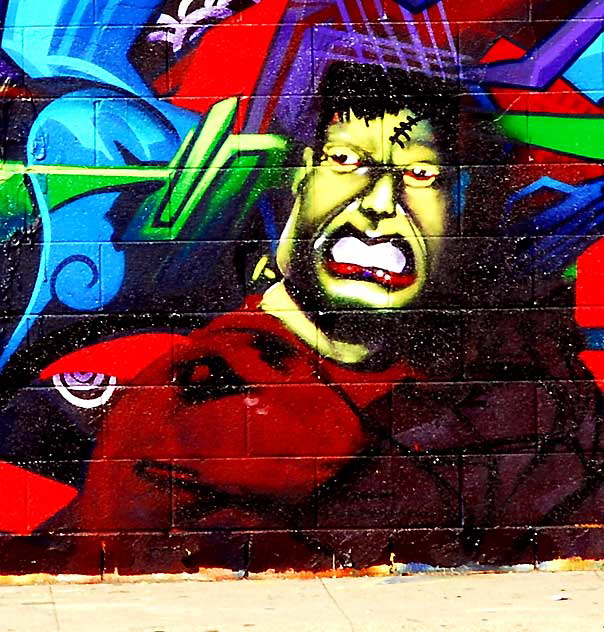Graffiti Wall, Santa Monica Boulevard and Hoover, in Silverlake - Frankenstein Face