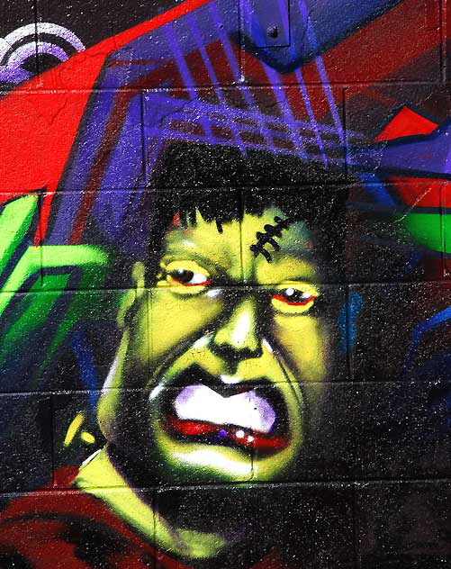 Graffiti Wall, Santa Monica Boulevard and Hoover, in Silverlake - Frankenstein Face