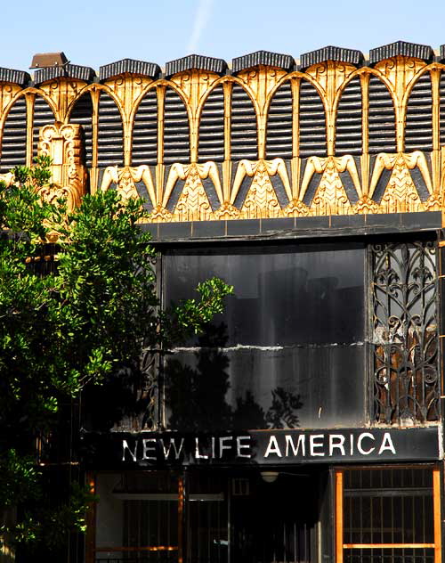 Former Selig Clothing Store, 1931, Arthur E. Harvey - black and gold glazed terra cotta Art Deco - Third Street and Western Avenue, Koreatown, Los Angeles