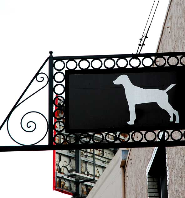 Dog sign, pet shop, Sunset Boulevard at Alvarado in Echo Park