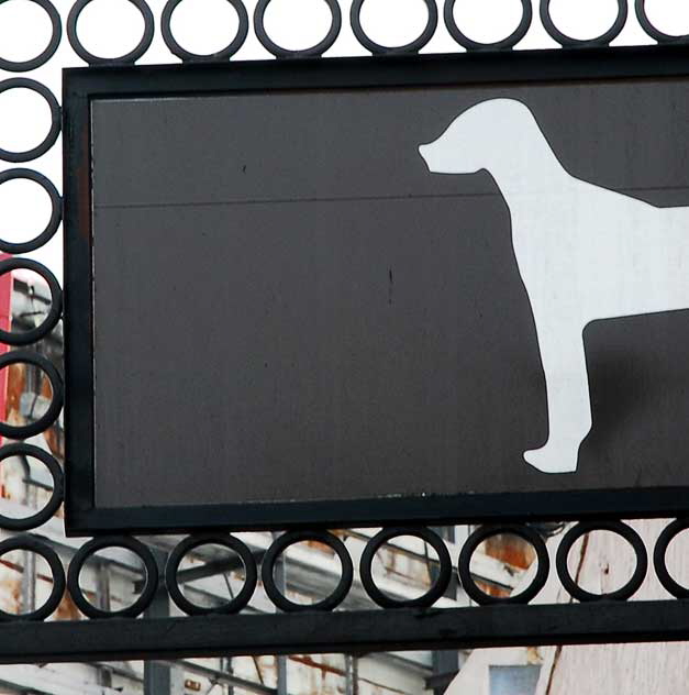 Dog sign, pet shop, Sunset Boulevard at Alvarado in Echo Park
