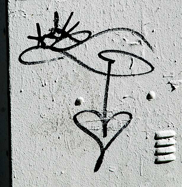 Heart and Eyes, line drawing on utility box, Melrose Avenue