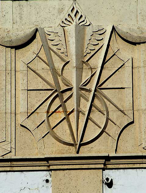 Art Deco V-8 at former auto dealership, Hollywood Boulevard