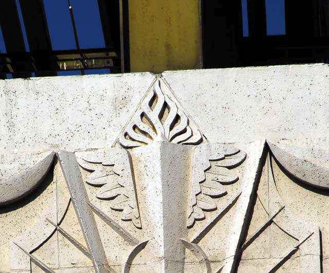 Art Deco V-8 at former auto dealership, Hollywood Boulevard