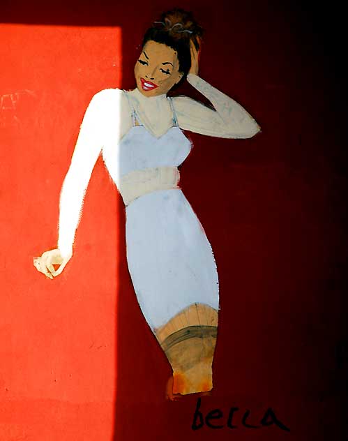 Pretty Woman in Her Underwear, graphic in doorway off Melrose Avenue