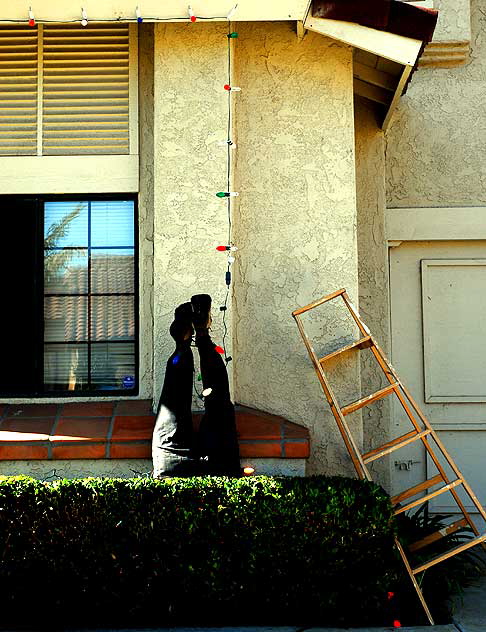 Christmas Lights, Legs and Ladder, Nutmeg Way, Carlsbad, California 