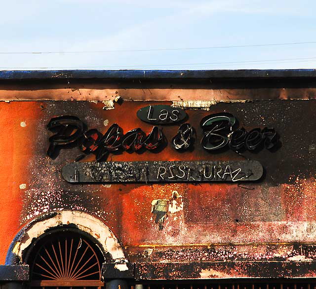 Burned out Mexican restaurant, Melrose Avenue