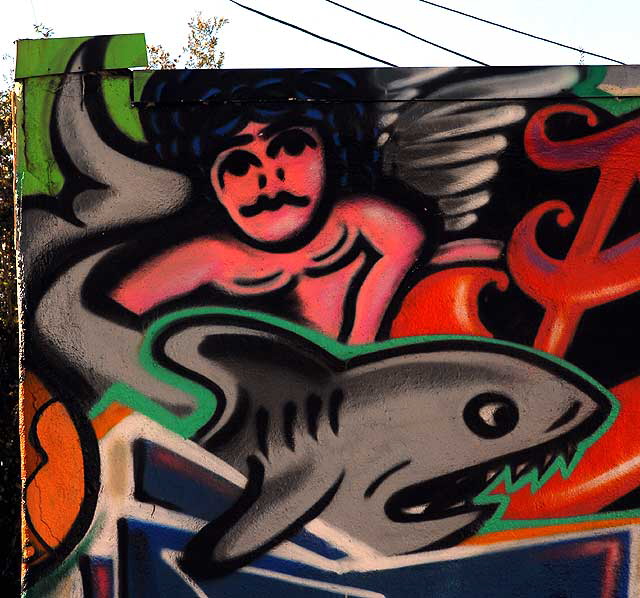 Shark Angel, graffiti wall in alley behind Melrose Avenue 