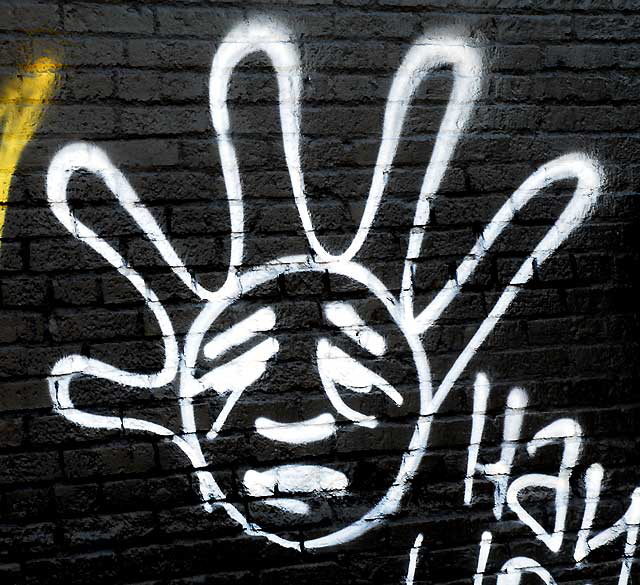 "Hand Up" - graffiti wall behind Hebrew school on La Brea at Waring