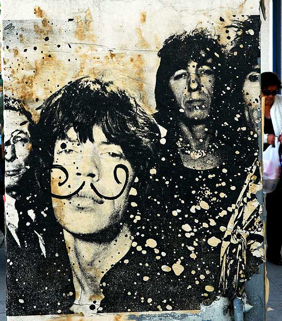 Mick Jagger and friends (Mick Jagger as Salvador Dal) - poster on utility box, La Brea at Willoughby