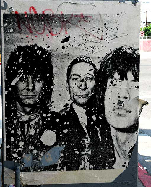 Mick Jagger and friends - poster on utility box, La Brea at Willoughby